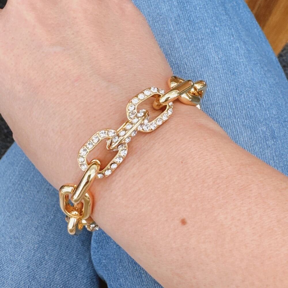 Sparkle Chain Bracelet – Gold Tone Statement Piece